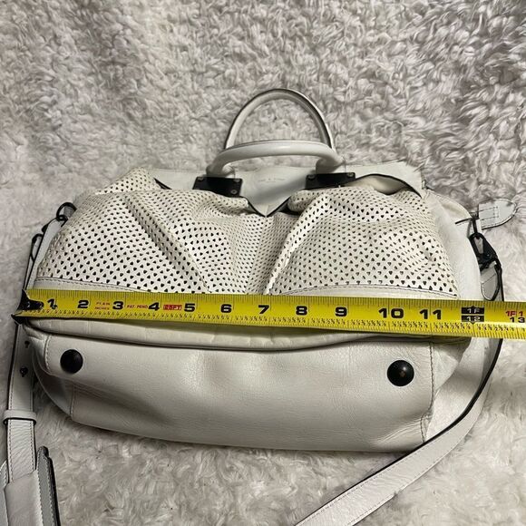 Rag and Bone Medium leather white Perforated Pilot satchel/ shoulder bag . - Picture 13 of 16